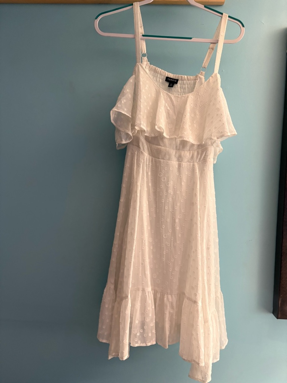torrid White Eyelet Ruffle Midi Dress
